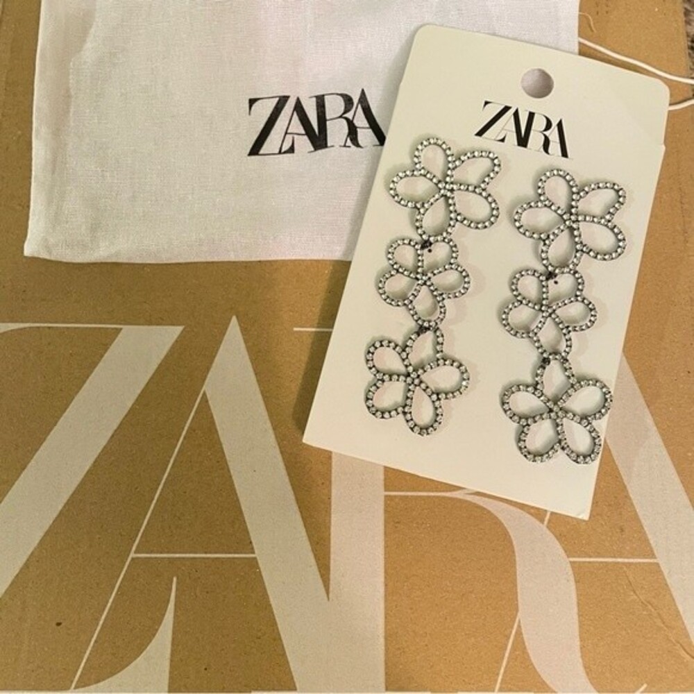 ZARA RHINESTONE FLOWER EARRINGS